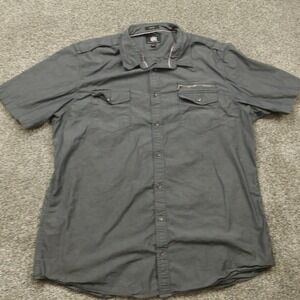 Rock & Republic shirt Men's 3XLT Gray Stretch Short Sleeve‎ Button Down Pockets